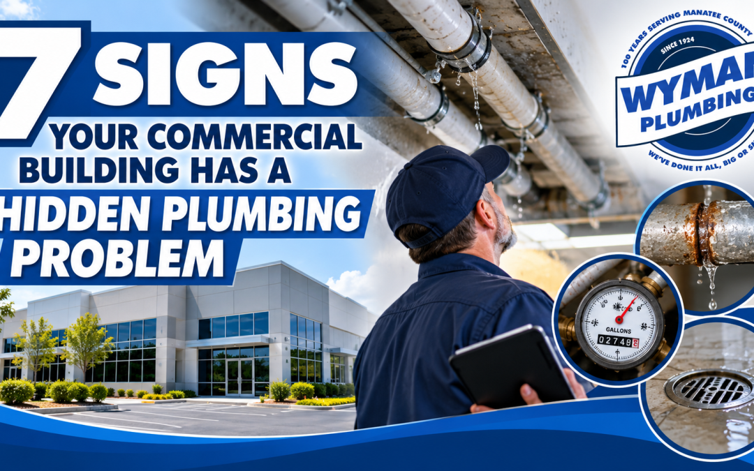 7 Signs of a hidden commercial building plumbing problem graphic